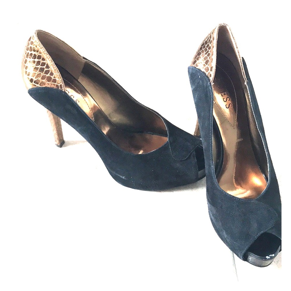 Guess Black & Gold Heels